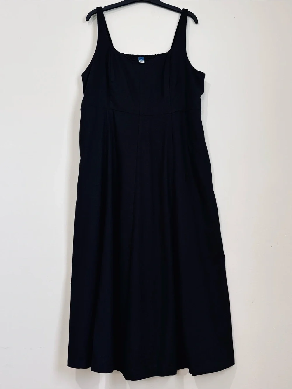 Old Navy Boho Fit Flare Sleeveless Black Linen Blend Smocked Back Midi Dress XL - Picture 3 of 16